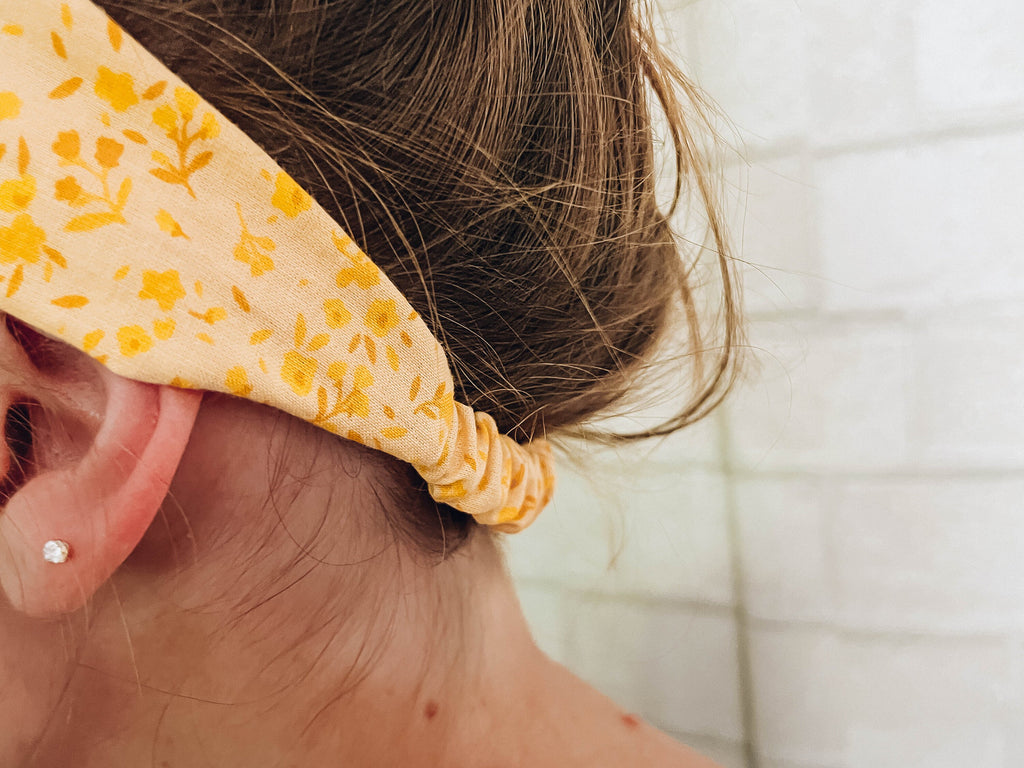 Tie Bandana Headband Bow Head Scarf Yellow Flowers