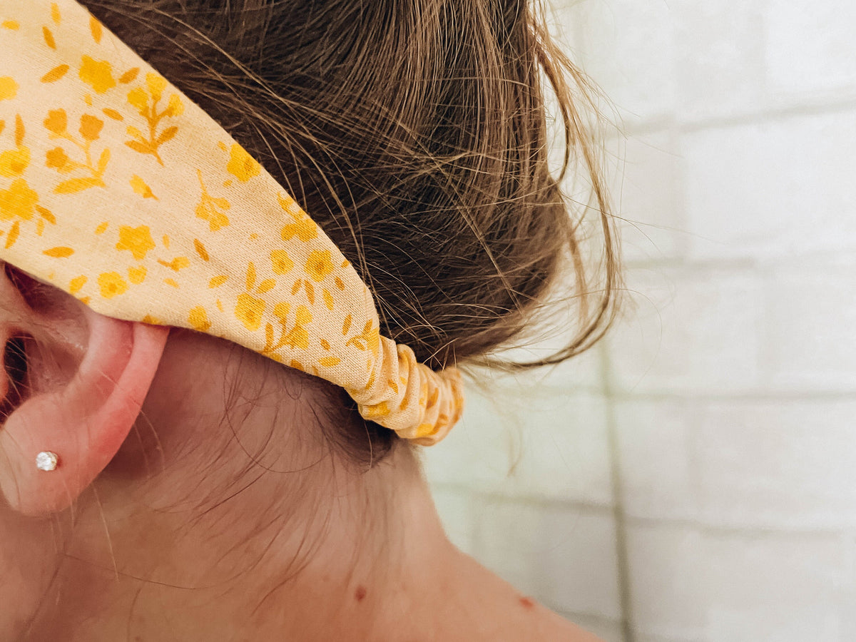 Tie Bandana Headband Bow Head Scarf Yellow Flowers