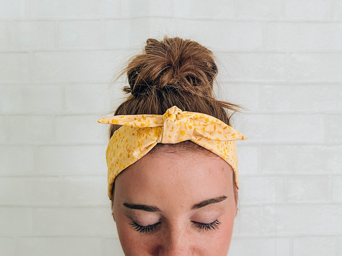 Tie Bandana Headband Bow Head Scarf Yellow Flowers
