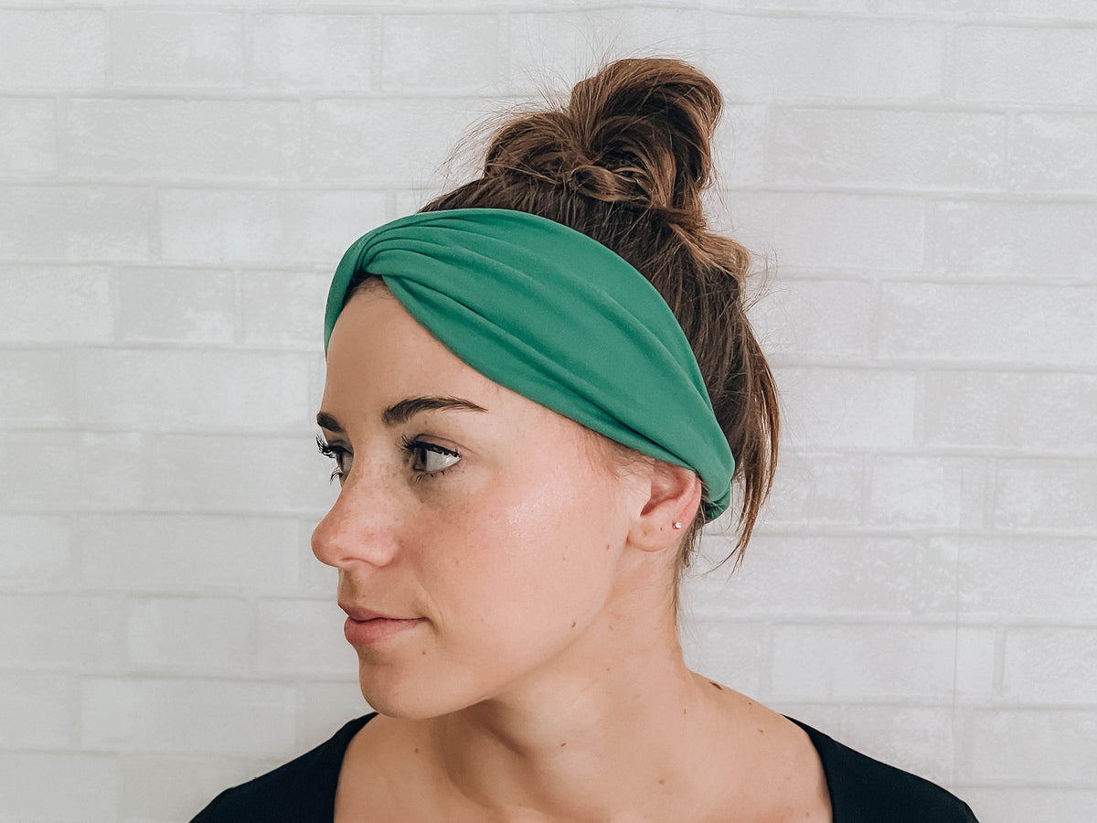 No Slip Super Soft Wide Green Twistable Headband