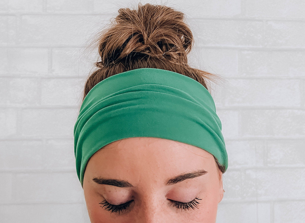 No Slip Super Soft Wide Green Twistable Headband