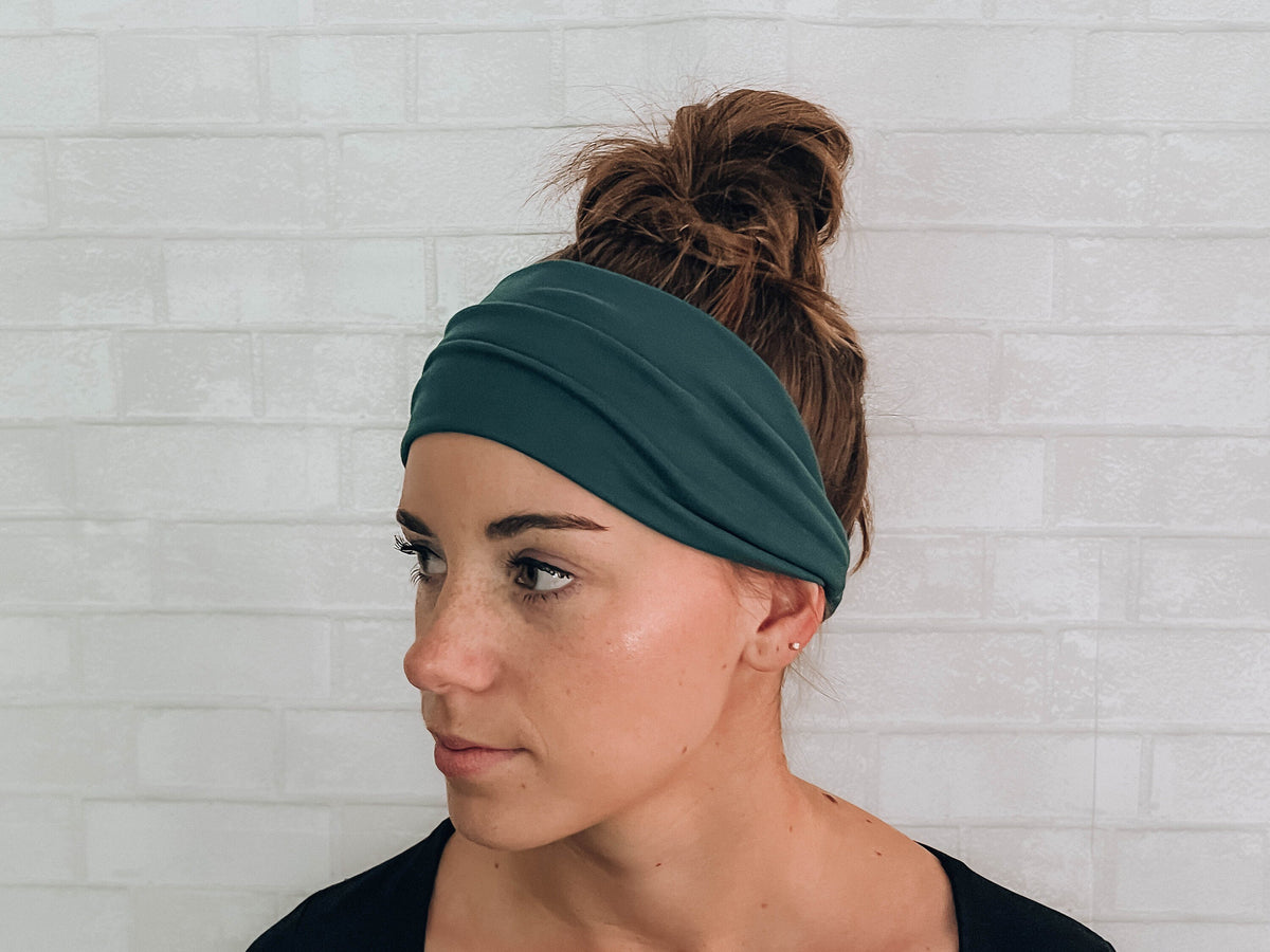 No Slip Soft Wide Twist Headband Dark Teal Blue Green