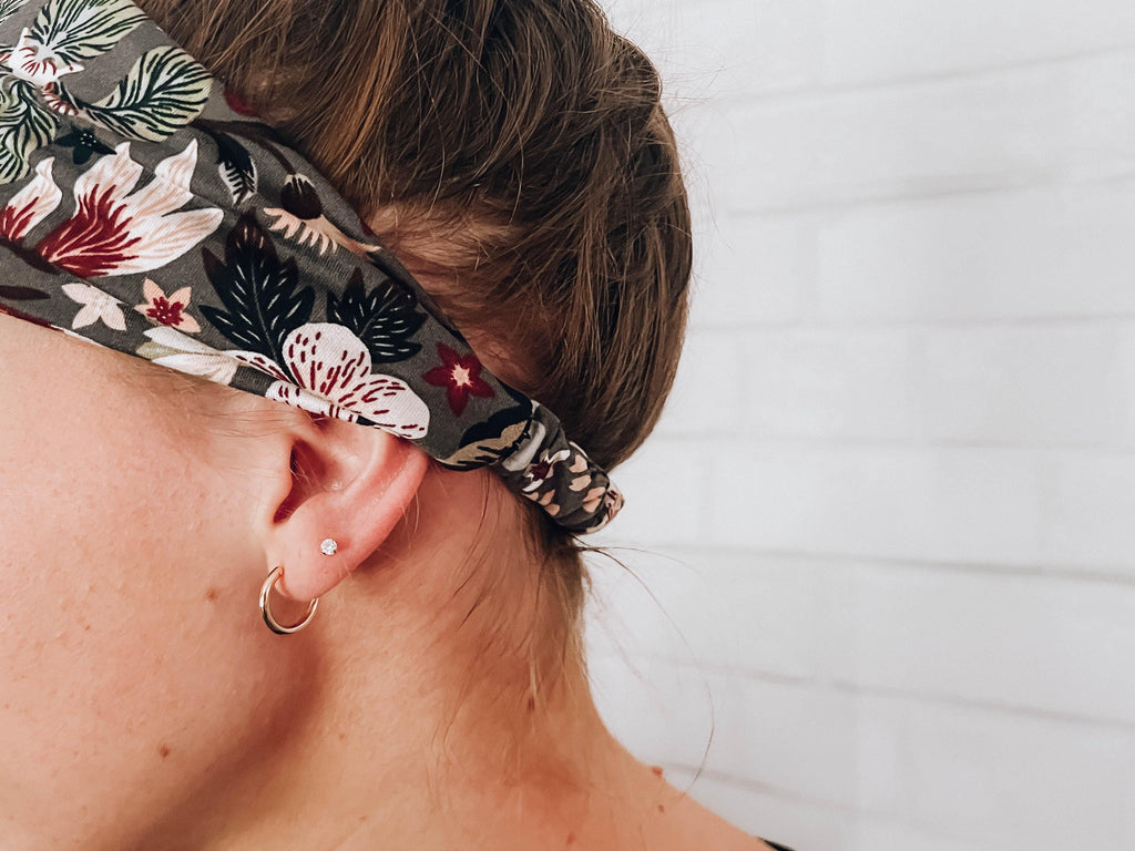 Soft No Slip Wide Comfort Headband Grey Floral