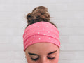 No Slip Super Soft Wide Twist Sweat Headband Pink with Polka Dots
