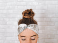 Soft Versatile No Slip Wide Twist Headband Grey Marble Swirl