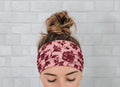 Soft No Slip Wide Comfort Headband Hairband in Pink & Maroon Floral Print