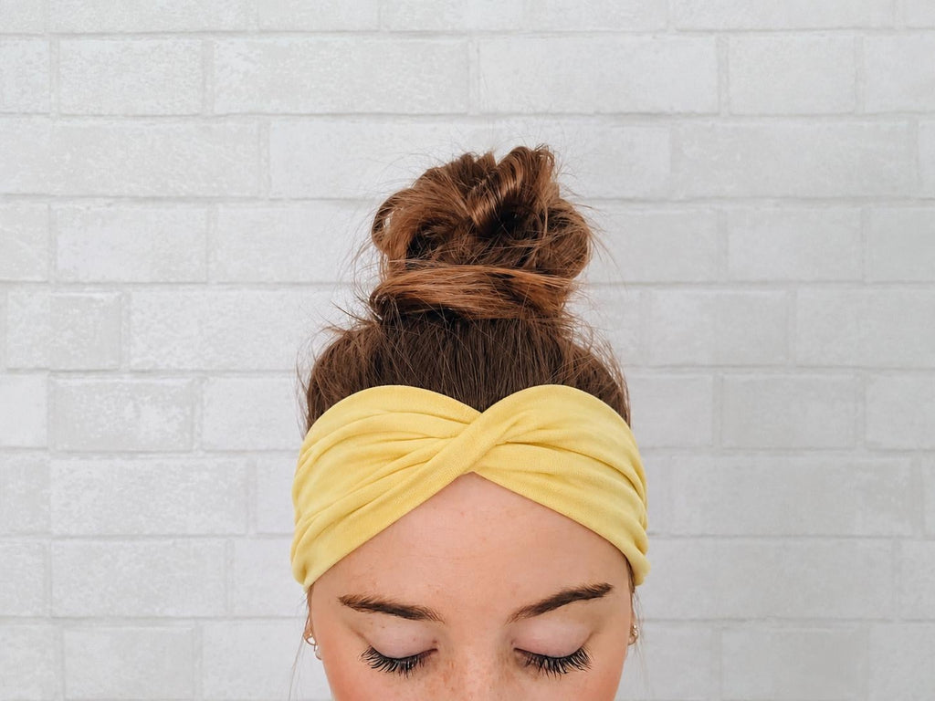 No Slip Soft Wide Comfort Headband in Light Yellow