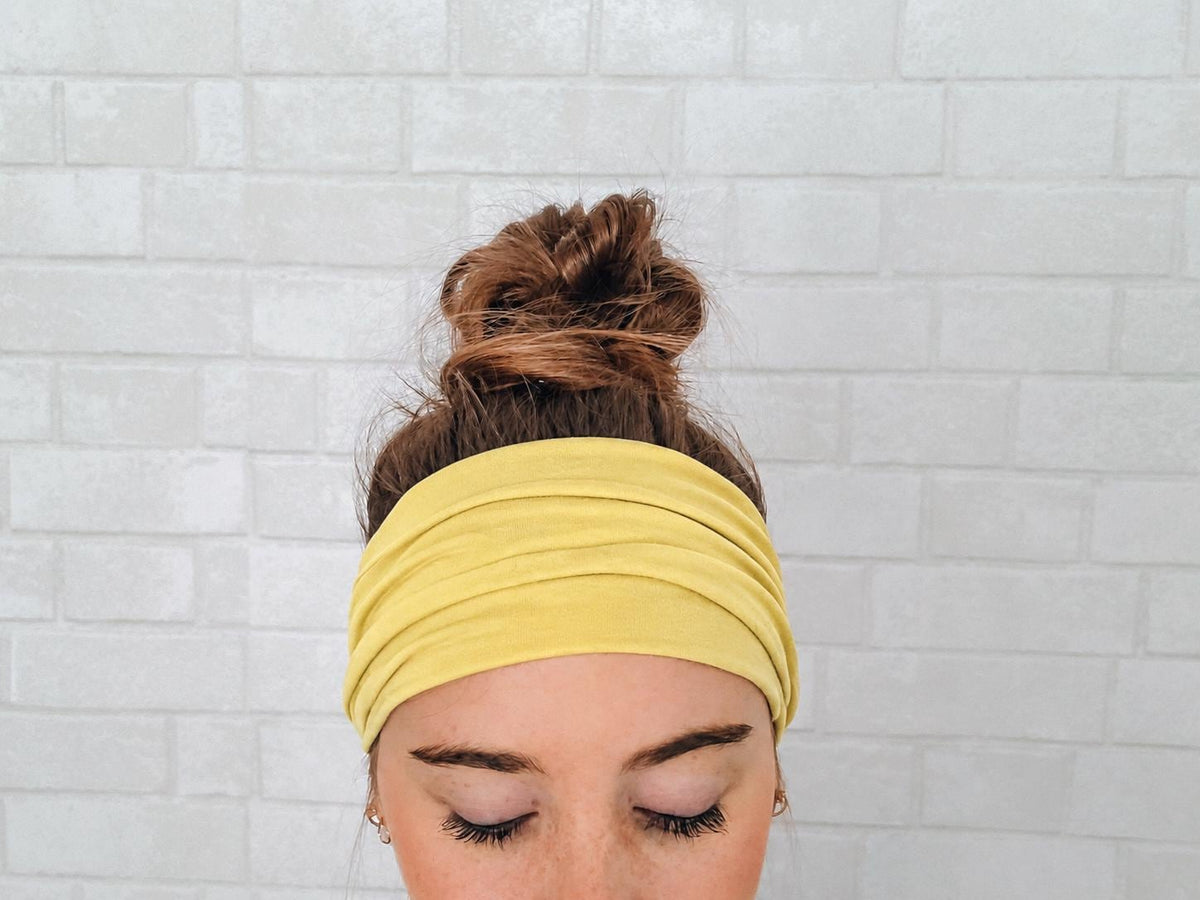 No Slip Soft Wide Comfort Headband in Light Yellow